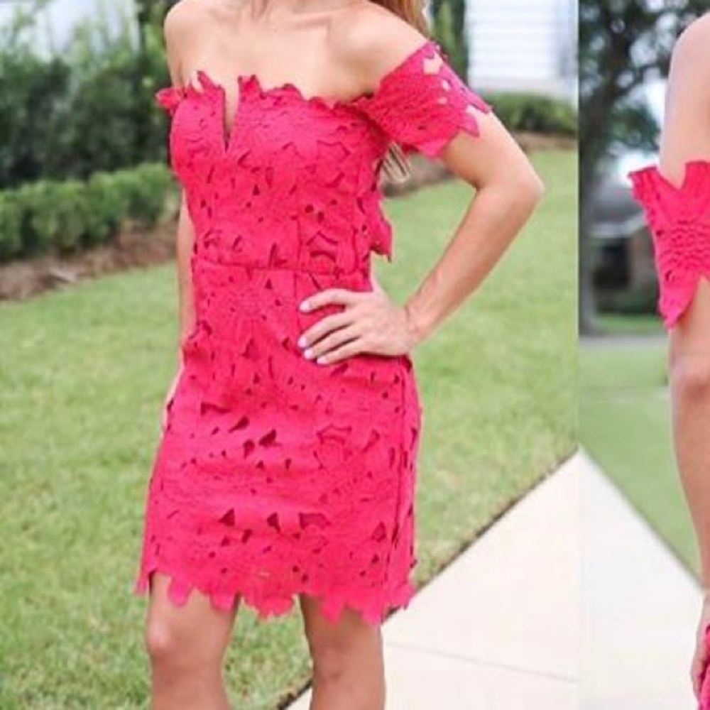 Red lace dress